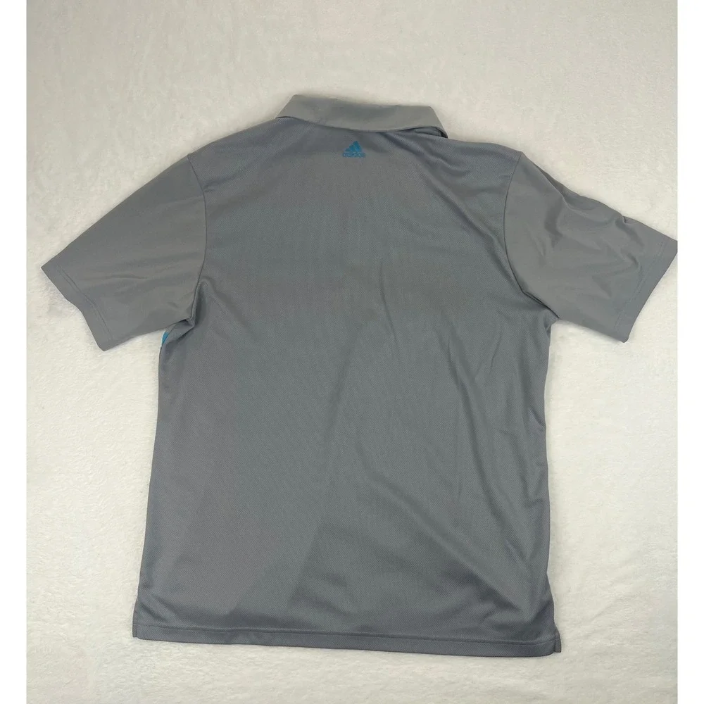 Adidas ClimaCool Golf Polo‎ Shirt Mens XL Gray Blue Stripe Short Sleeve